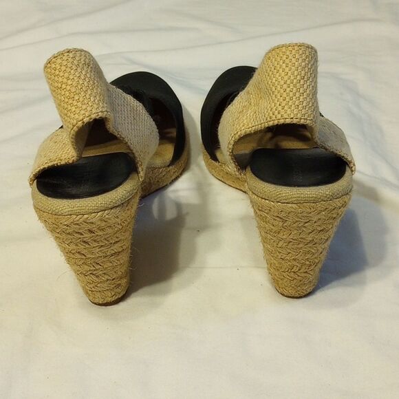 Black and Tan Adrienne Vittadini Wedge Sandals - Picture 4 of 11